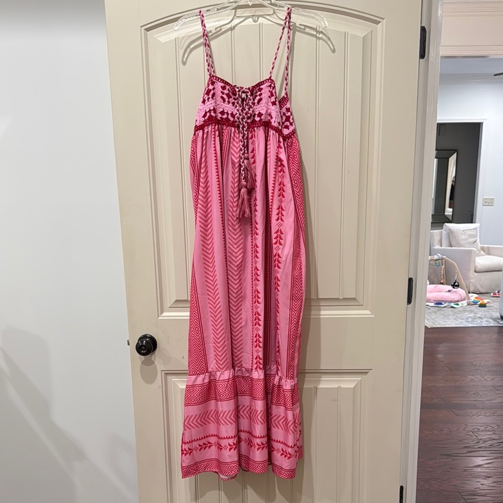 Pink and Red Maxi Dress